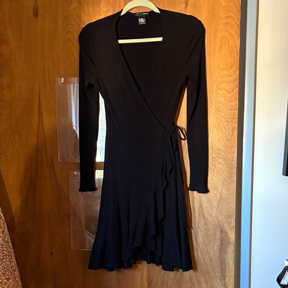 Aqua Dresses & Skirts - Aqua Wrap Dress Long Sleeve Black